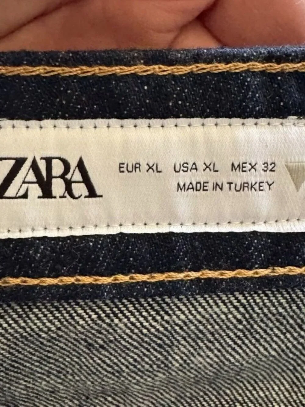 ZARA Cotton Dark Denim Button Front Silver Hardware Mini Skirt Size X-Large NWT